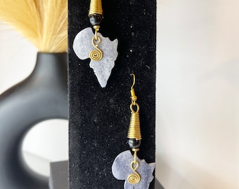 Handmade Bone Africa Earrings: Brass Afrocentric Jewelry
