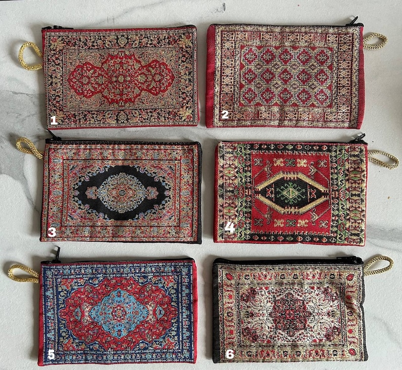 Boho Bag / Cosmetic Bag / Wallet / Turkish Carpet / Oriental Wallet / Coin Purse / Small Bag / Storage image 2