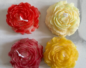 Pioenrozen set van 4/handgemaakte kaarsen/Rose kaars/bloem/gunsten/bruiloft/decoratie