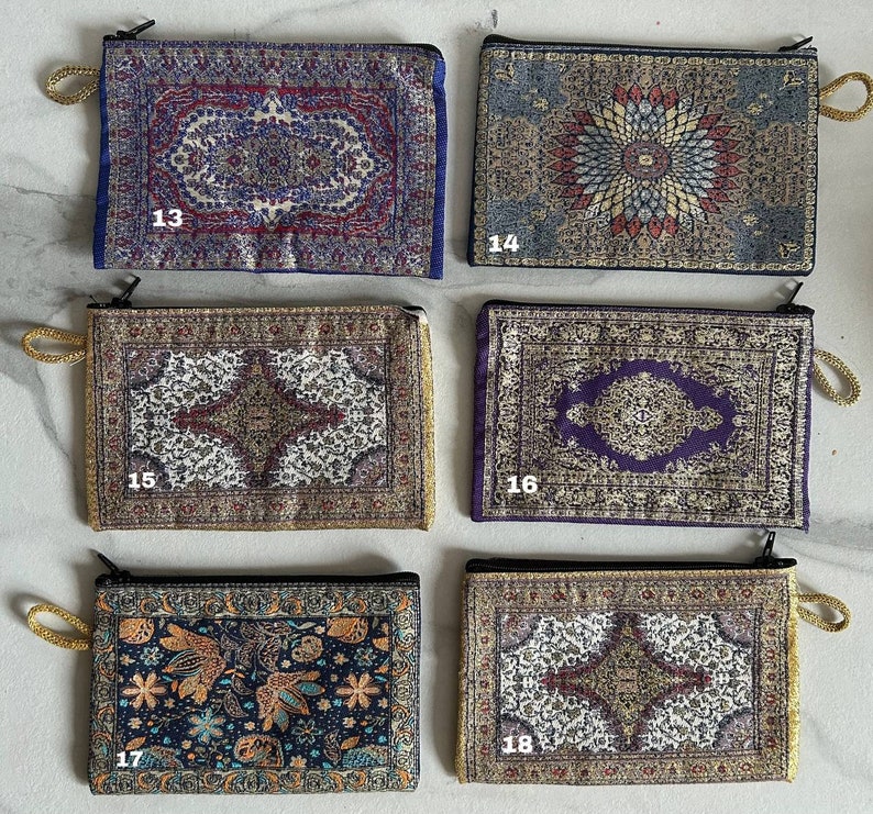 Boho Bag / Cosmetic Bag / Wallet / Turkish Carpet / Oriental Wallet / Coin Purse / Small Bag / Storage image 4