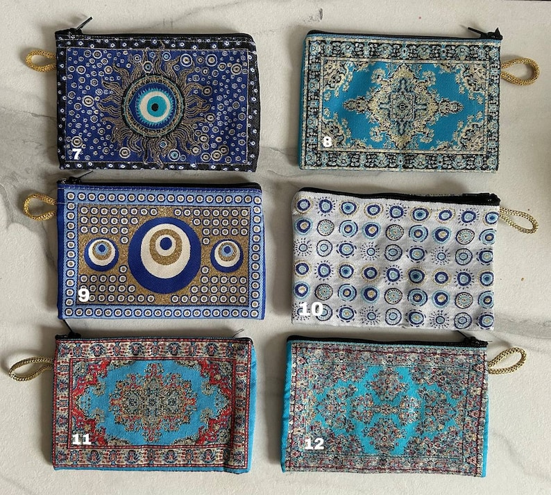 Boho Bag / Cosmetic Bag / Wallet / Turkish Carpet / Oriental Wallet / Coin Purse / Small Bag / Storage image 3