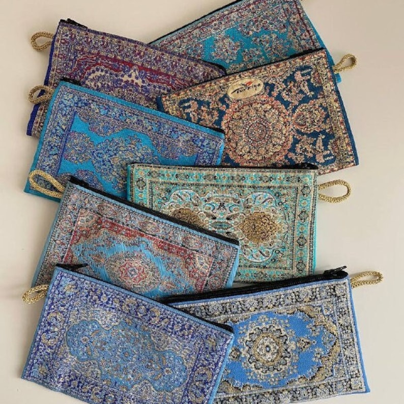 Boho Bag / Cosmetic Bag / Wallet / Turkish Carpet / Oriental Wallet / Coin Purse / Small Bag / Storage image 1