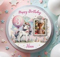 Cake Topper with Photo Birthday Unicorn Sweet Magical