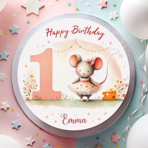 Fondant Birthday Cake Topper, Sweet Mouse in a Dress, Magical