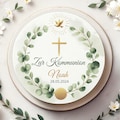 Communion Cake Topper - Personalized with Dove, Cross, Leaves, Name and Date, Uniquely Beautiful