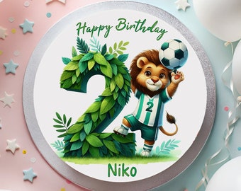 Cake topper fondant birthday football lion soccer lion jungle cake