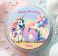 Cake Topper Fondant Unicorn Magic Birthday Balloon Rainbow Magical