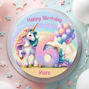 Cake topper fondant unicorn magic birthday balloon rainbow magical