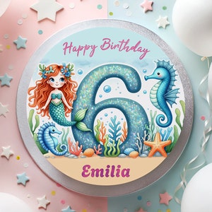 Cake Topper Fondant Birthday Mermaid Underwater Seahorse Sweet Sea Creatures Starfish Underwater World