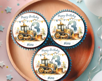 Muffin toppers, cupcake, muffin, fondant, birthday, digger, boys, construction site, cake