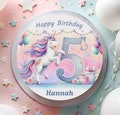 Fondant cake topper birthday unicorn beautiful party girl's dream balloon happy