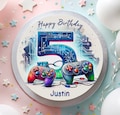 Cake topper, fondant, birthday, gamer motif, game consoles, video game elements, technology, controllers