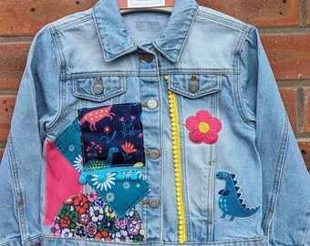Dinosaur patchwork denim jacket
