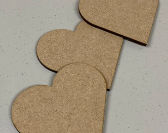 5 x Wooden Heart shape 10mm - 200mm MDF Toy Box Embelishment / Crafts / Plaques / Unpainted Blanks / Bulk Buy / Gift / 1cm - 20cm / 5 Hearts