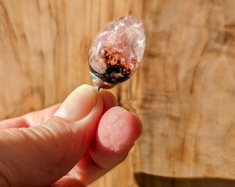 Strawberry Quartz Orgonite Pendant/Pendulum with Pakistan Diamond, Selenite, Copper & Shungite.