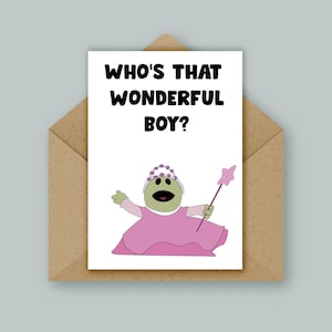 Who’s That Wonderful Boy, Nanalan, Trending TikTok Meme, Birthday, Anniversary, Cards for Boyfriend, Brother, Husband, Mona Cute Puppet Card