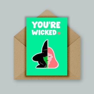Carte Wicked pour les amateurs de théâtre Carte d'anniversaire Wicked Carte d'anniversaire Wicked pour les fans de Wicked Cadeau pour les amateurs de musique Défiant la gravité Populaire
