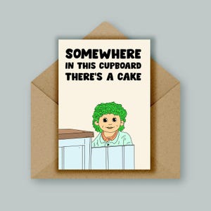 Carte d'anniversaire télé Tots TV des années 90 Carte de voeux rétro Tiny Tots Ragdoll Quelque part dans ce placard, il y a un gâteau viral Tots Tv TikTok Meme