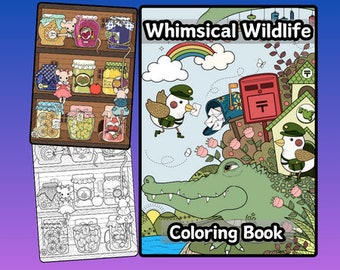 Whimsical Wildlife - Adult Coloring Book Digital Download