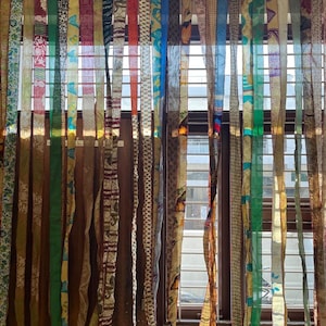 Silk Sari Gypsy Hippie Hippy Sari Fabric Ribbon Curtains Drape Panels Boho Home Decor