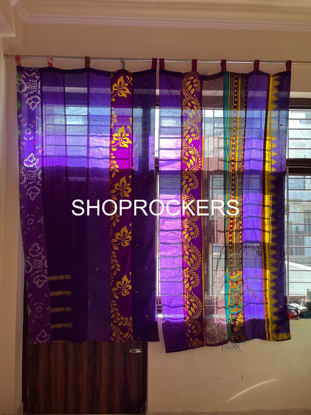 Purple Vintage Silk Sari Window & Door Drapes, Lightweight and Colorful ...