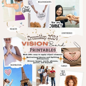 Vision Board Printables for Vision Board Kit for Vision Board Party Affirmation Cards Printable Motivational Quotes for Manifestation Kit