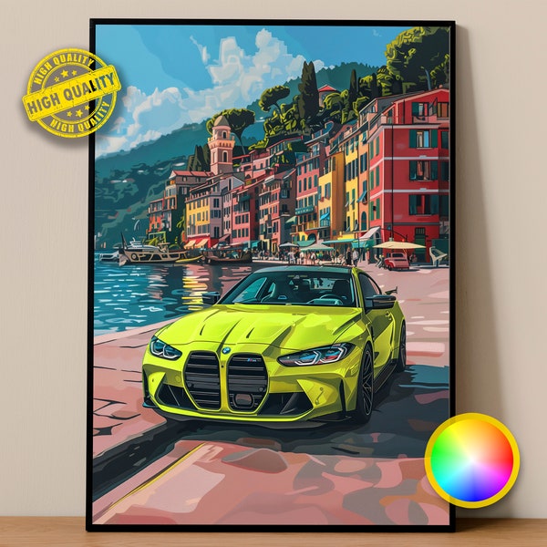 BMW Poster | M4 Competition G82 Poster #9014.1 | BMW Wall Decor | Bmw Art | Bmw Illustration | Car Poster Print | Car Wall Decor