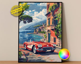 Chevrolet Poster | Corvette C1 Poster #9320.0 | Chevrolet Wall Decor | Chevrolet Art Illustration | Car Poster Print | Car Wall Decor |