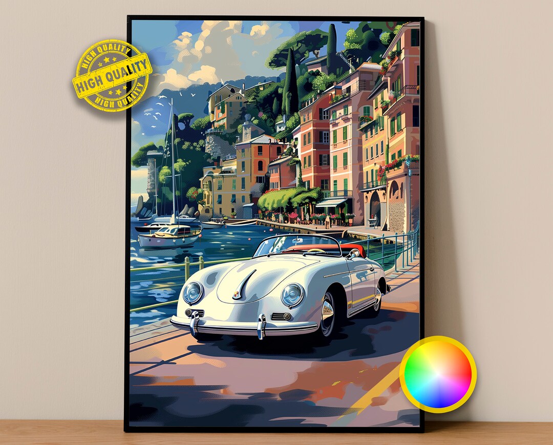Poster Toile Porsche 356 Roadster Par Rogan Mark - Impression Italie, Neuf | Déco Murale Voiture Rétro