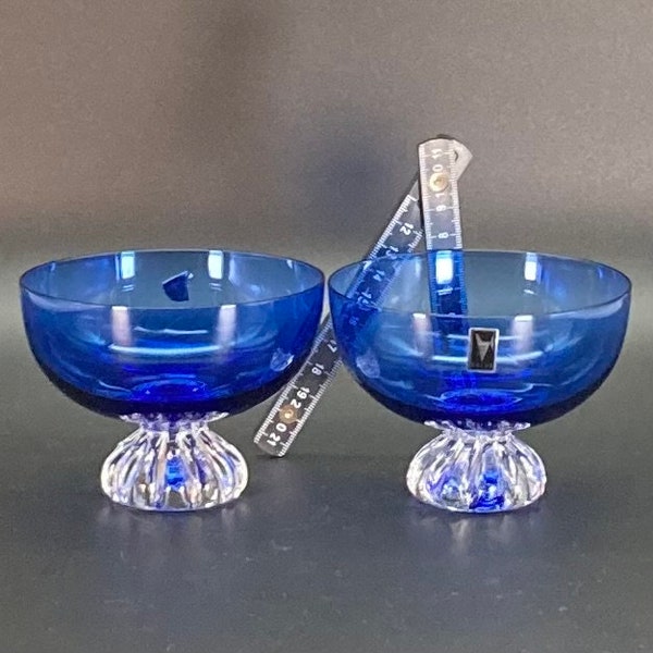 Antik: Eisschalen 2 Stück von Åseda Schweden Bo Borgstrom Glas Blau, Dessertschale, 60er Jahre