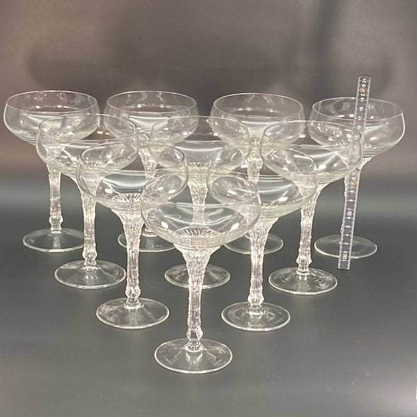 Antik: Sektschalen, Champagnerschalen, 10 Stück von Rosenthal, Glasserie Split von Glasdesigner Pavel Hlava Kristallglas