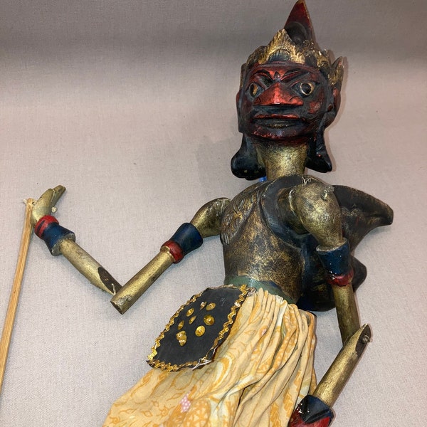 Antik:  Irawan Figur aus dem Wayang Golek, Indonesien, Java, Stabpuppe, Marionette