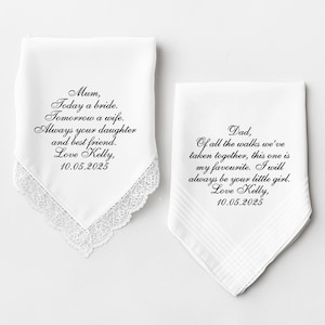 Lenço de casamento personalizado, presente para mãe da noiva, presente para pai da noiva, lenço de casamento, lenço personalizado, presente da noiva