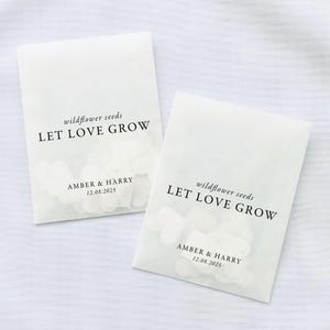 Bomboniere personalizzate in carta con semi, bomboniere, sacchetti per bomboniere, bomboniera con semi, Let Love Grow, semi di fiori di campo