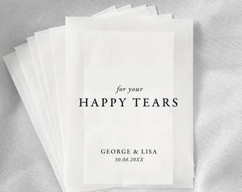 Wedding Tissues, Personalised Wedding Tissue Packs, Wedding Tissue Bags, Wedding Favours, Wedding Tissue Packets, For Your Happy Tears