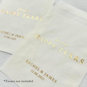 Confezioni di fazzoletti personalizzati per matrimonio, lamina d'oro, sacchetti di fazzoletti per matrimonio, pacchetti di fazzoletti per matrimonio, per le tue lacrime di gioia, sacchetti per bomboniere
