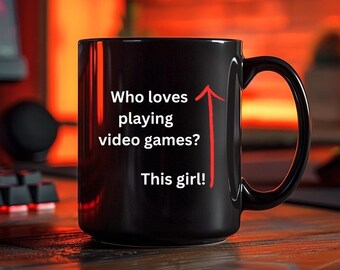 Ich liebe Videospiele schwarz 11 Unzen Becher | Gamer Mädchen Becher | Geschenk für Videospieler Videospiel Fan Tasse