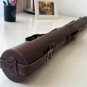 Leather Tube 8cm. Dark Brown Case. Blueprint Holder. Drawing Tube. Architect Gift. Handmade. Classic and Durable.