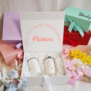 Custom Wedding Gift Box | Empty Box with Ribbon for Bridesmaid Proposal | Bridal Shower & Maid of Honor Gift Ideas
