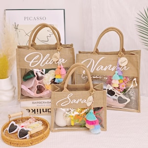 Personalisierte Brautjungfer Tasche, Brautjungfer Taschen, Strandtasche Geschenk, Brautjungfer Geschenktasche, Junggesellinnenparty Tasche, Strandtasche, Jutetasche, Hochzeit