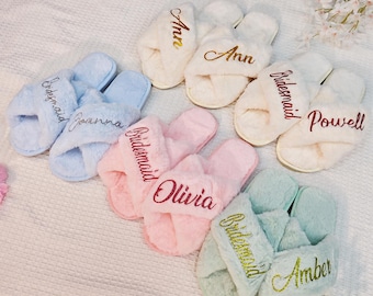 Pantuflas personalizadas para la novia, Pantuflas suaves para damas de honor, Pantuflas suaves personalizadas, Regalo para damas de honor, Regalo para la fiesta nupcial