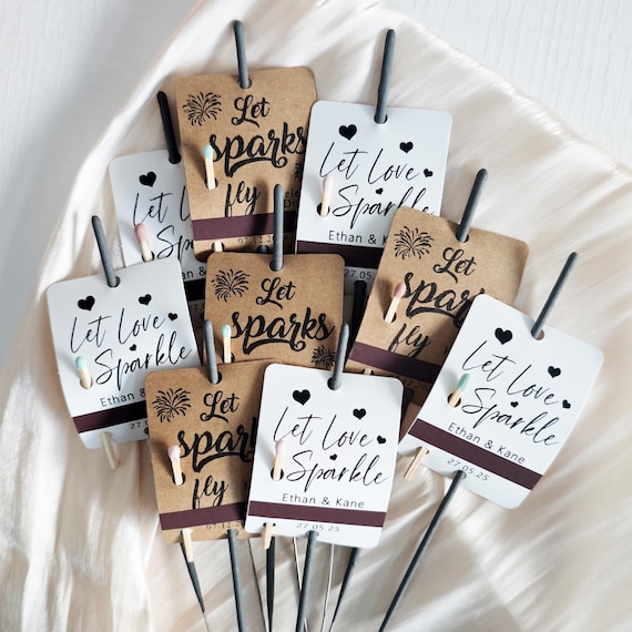 Personalized Sparkler Tags for wedding, Engagement, celebrations, Anniversaries, Custom Sparkler Tags, Let Love Sparkle