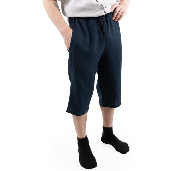 Men's Linen Long Golf Shorts, Tropical Beach Wear, Comfortable Travel Wear, Spring Summer Casual Wear, Fruit of the Loom Flax Shorts