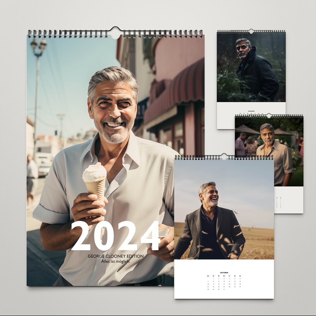 Clooney Calendar 2024 Art Calendar Etsy