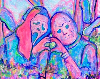 Liebhaber Liebhaber 3D 10 x 10 Zoll Acrylbild auf Holzbrett