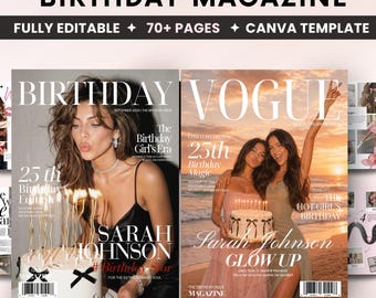 Modèle de magazine d'anniversaire, cadeau souvenir personnalisé pour une meilleure amie ou une sœur, modèles Canva personnalisés