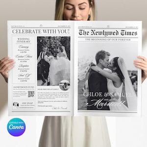 Wedding Newspaper Template: Editable Canva Itinerary (Digital Download)