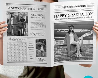 Graduation Newspaper Template: Editable Canva Bouquet Wrap (Digital Download)