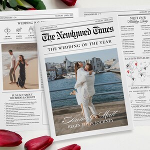 Newspaper Wedding Program Canva Template, Editable Wedding Newspaper Program, Large Newspaper, Wedding day itinerary timeline, welcome bags
