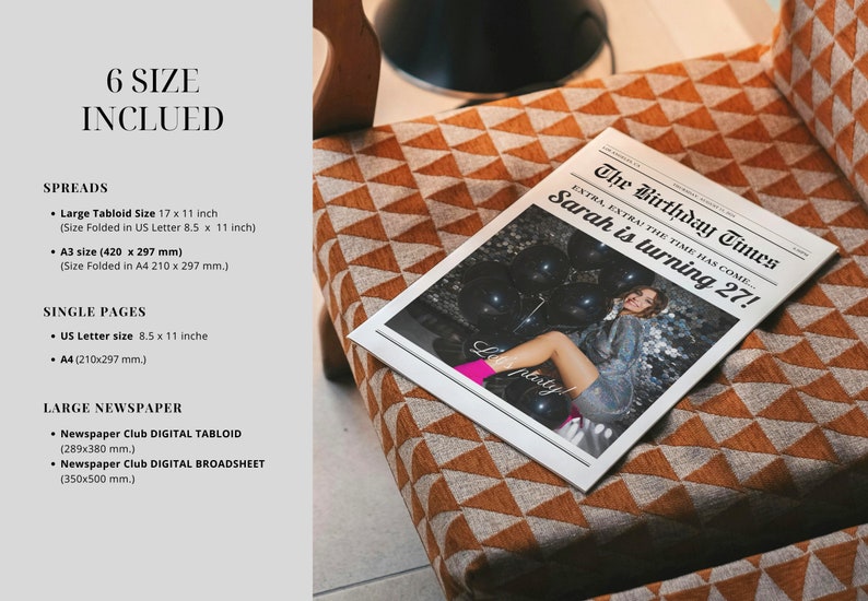 Editable Birthday Newspaper Template, Canva Customizable Photoshoot